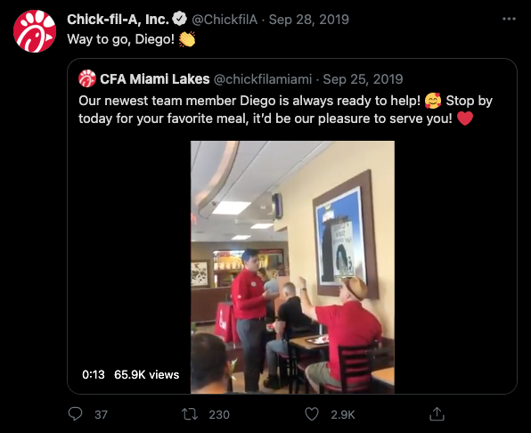 chick fil a twitter post