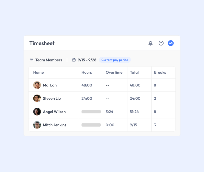 timesheet in workstream